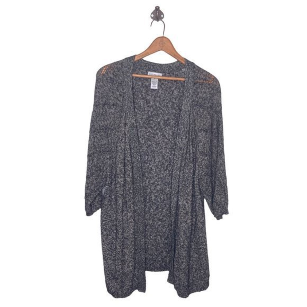 Catherines 1X 18/20W Brown Marl Cotton Blend Open Front Cardigan Sweater‎ Plus